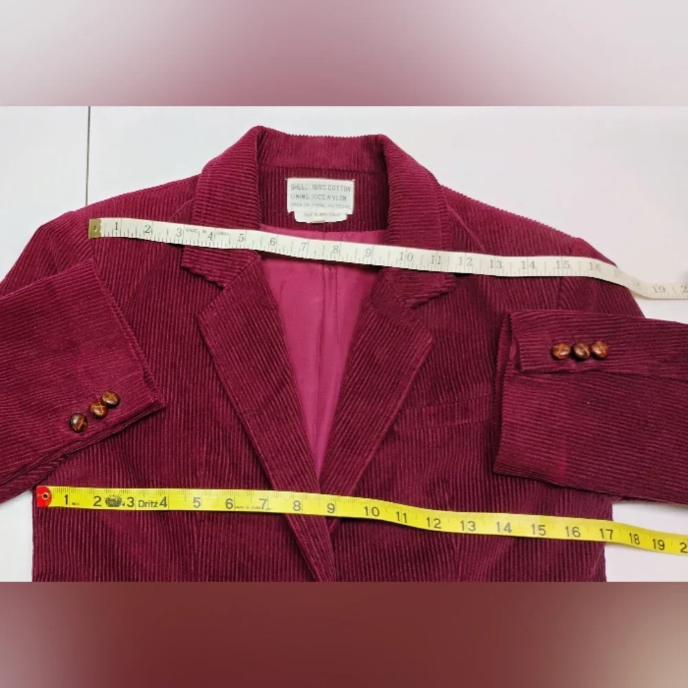 Vintage Burgundy Corduroy Jacket Blazer Women's Sz 9/10 Cotton Nylon Lined Y-3 - Picture 4 of 11